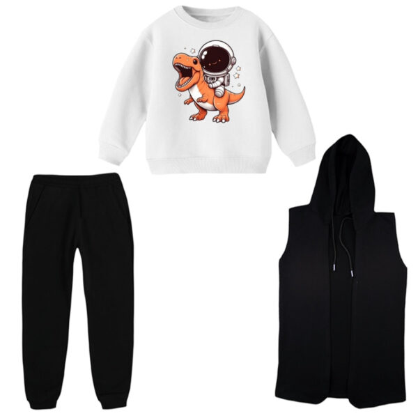 ست 3 تکه لباس راحتی بچگانه مدل فضانورد و دایناسور کد 1