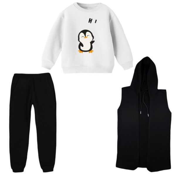 ست 3 تکه لباس راحتی بچگانه مدل پنگوئن کد 1