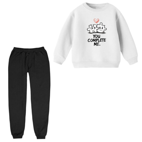 ست سویشرت آستین بلند و شلوار راحتی بچگانه مدل پازل عاشق