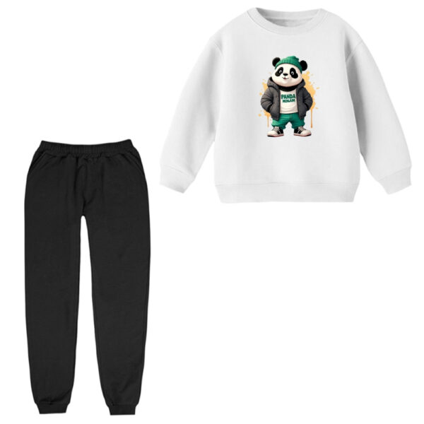 ست سویشرت آستین بلند و شلوار راحتی بچگانه مدل پاندا زمستونی