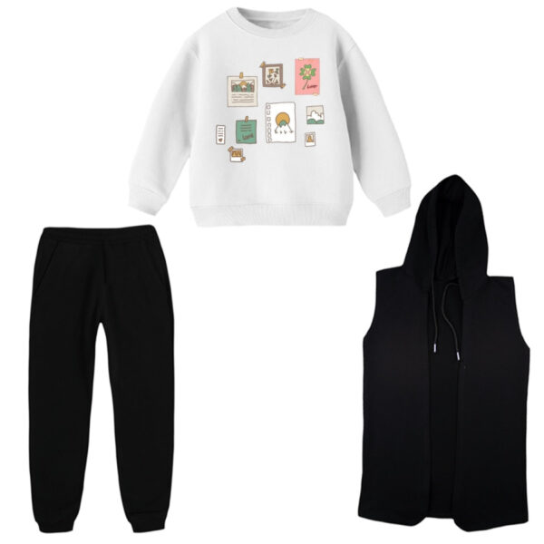 ست 3 تکه لباس راحتی بچگانه مدل برچسب