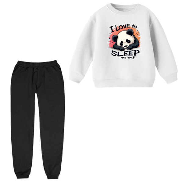 ست سویشرت آستین بلند و شلوار راحتی بچگانه مدل پاندا خوابالو