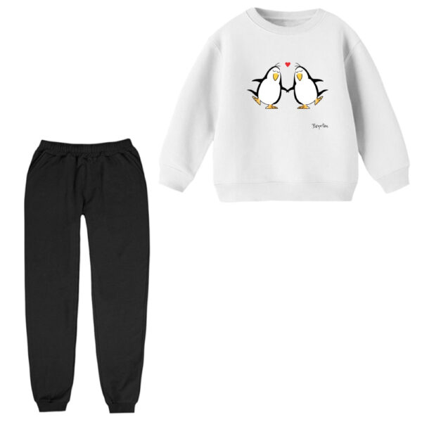 ست سویشرت آستین بلند و شلوار راحتی بچگانه مدل پنگوئن های عاشق