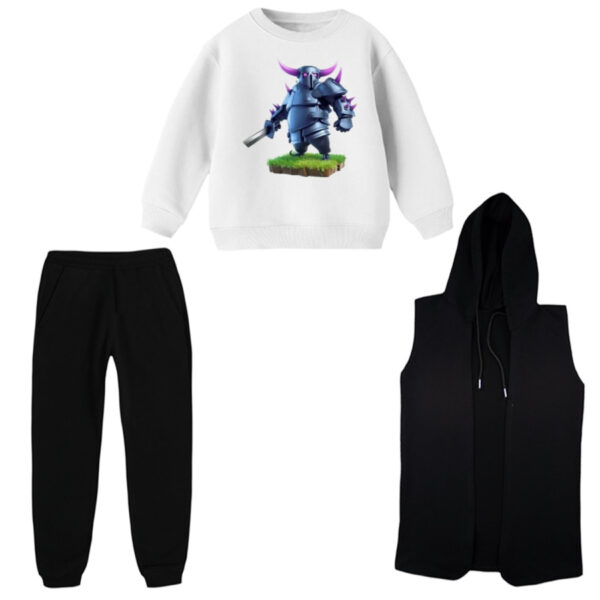 ست 3 تکه لباس راحتی بچگانه مدل کلش رویال کد 11