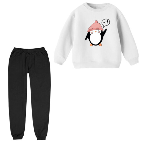 ست سویشرت آستین بلند و شلوار راحتی بچگانه مدل پنگوئن زمستونی