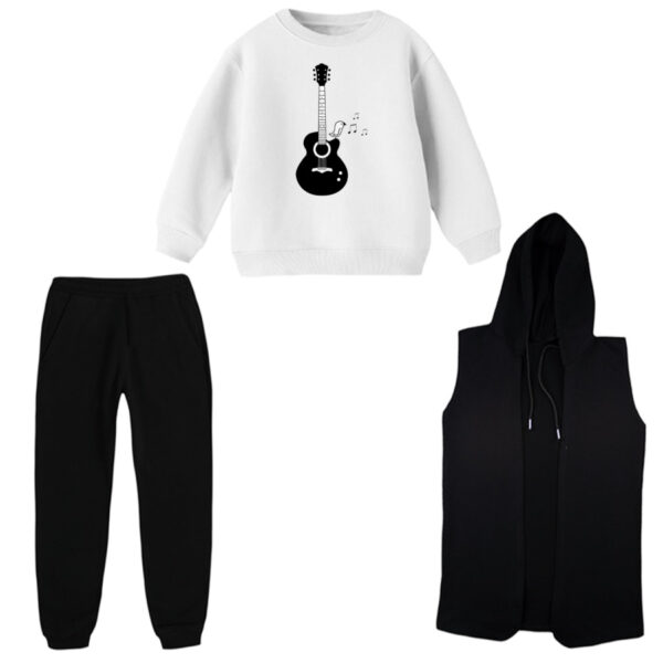 ست 3 تکه لباس راحتی بچگانه مدل گیتار و پرنده