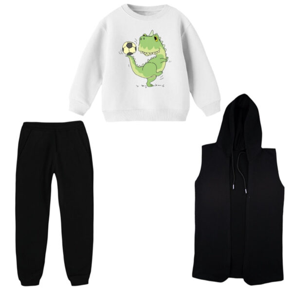 ست 3 تکه لباس راحتی بچگانه مدل تمساح فوتبالیست