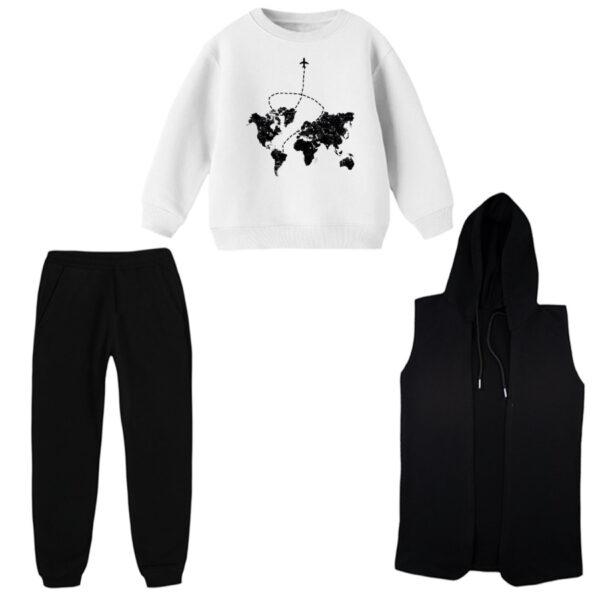 ست 3 تکه لباس راحتی بچگانه مدل نقشه جهان کد 1