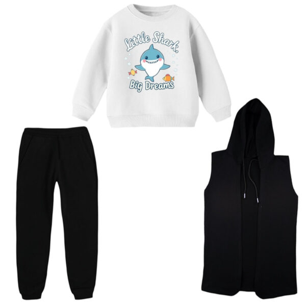 ست 3 تکه لباس راحتی بچگانه مدل کوسه کوچولو