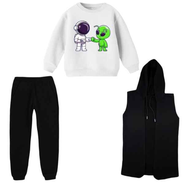 ست 3 تکه لباس راحتی بچگانه مدل فضانورد و آدم فضایی
