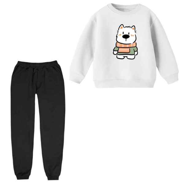 ست سویشرت و شلوار راحتی بچگانه مدل خرس و شال گردن