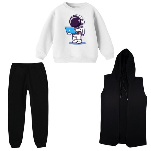 ست 3 تکه لباس راحتی بچگانه مدل فضانورد و لپ تاپ