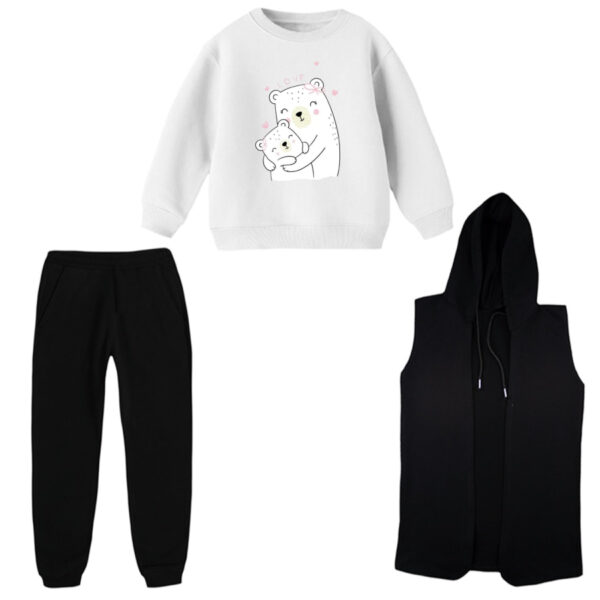 ست 3 تکه لباس راحتی بچگانه مدل خرس کد 5