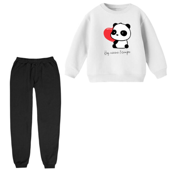 ست سویشرت آستین بلند و شلوار راحتی بچگانه مدل پاندا و قلب