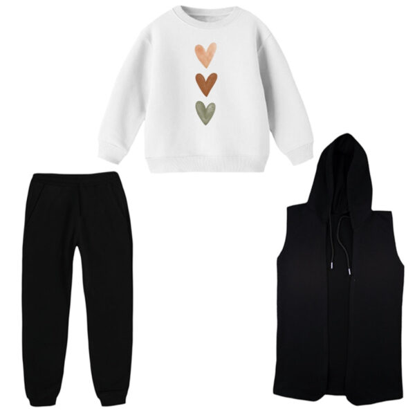 ست 3 تکه لباس راحتی بچگانه مدل قلب کد 1