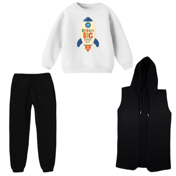 ست 3 تکه لباس راحتی بچگانه مدل موشک کد 1