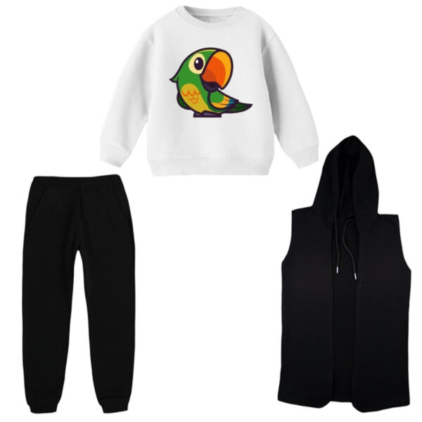 ست 3 تکه لباس راحتی بچگانه مدل طوطی