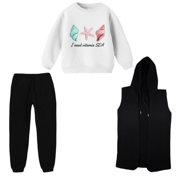 ست 3 تکه لباس راحتی بچگانه مدل صدف