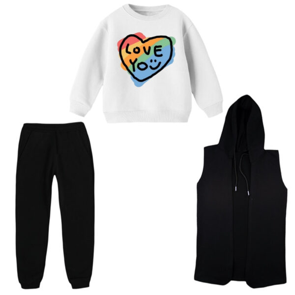 ست 3 تکه لباس راحتی بچگانه مدل قلب