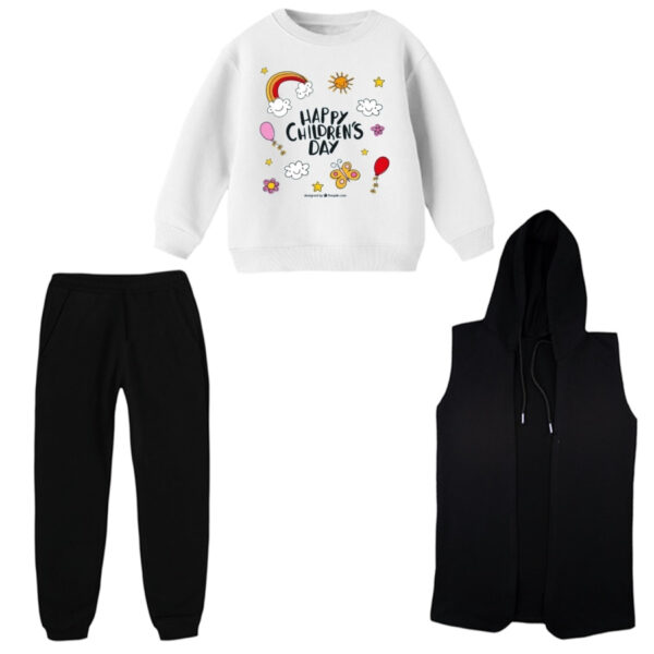 ست 3 تکه لباس راحتی بچگانه مدل نوشته کودک