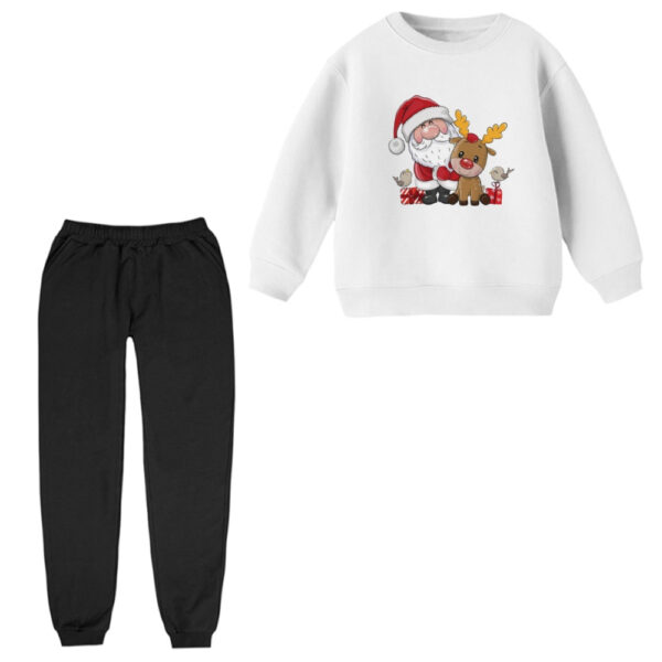 ست سویشرت و شلوار راحتی بچگانه مدل بابانوئل و گوزن کریسمس کد 5