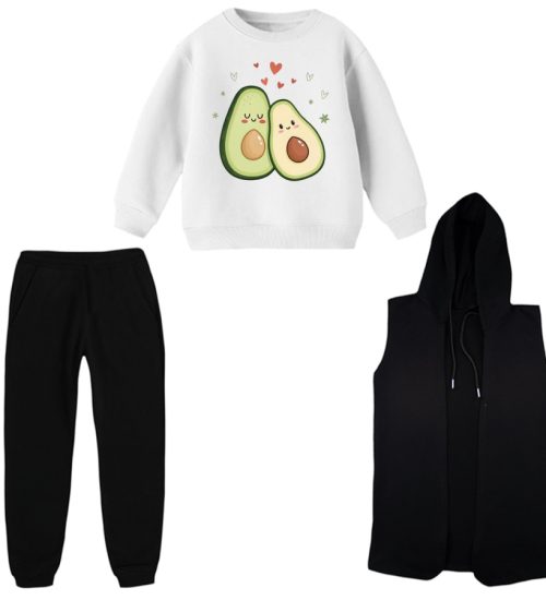 ست 3 تکه لباس راحتی بچگانه مدل آووکادو های عاشق