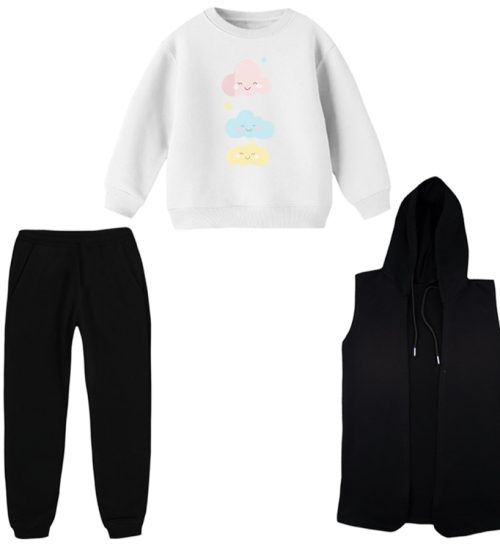 ست 3 تکه لباس راحتی بچگانه مدل ابر