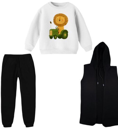 ست 3 تکه لباس راحتی بچگانه مدل آقای شیر