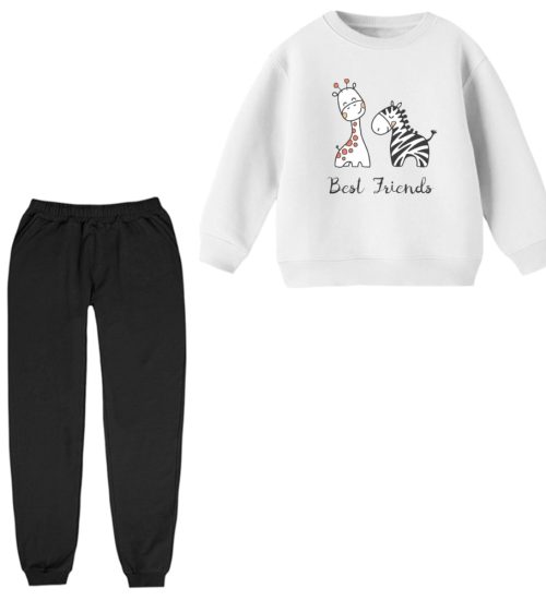 ست سویشرت آستین بلند و شلوار راحتی بچگانه مدل زرافه کد 29