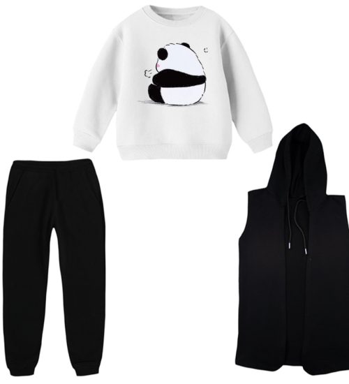 ست 3 تکه لباس راحتی بچگانه مدل پاندا کد 2