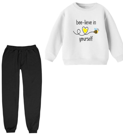 ست سویشرت آستین بلند و شلوار راحتی بچگانه مدل زنبور و قلب