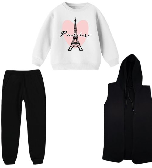 ست 3 تکه لباس راحتی بچگانه مدل پاریس کد 1