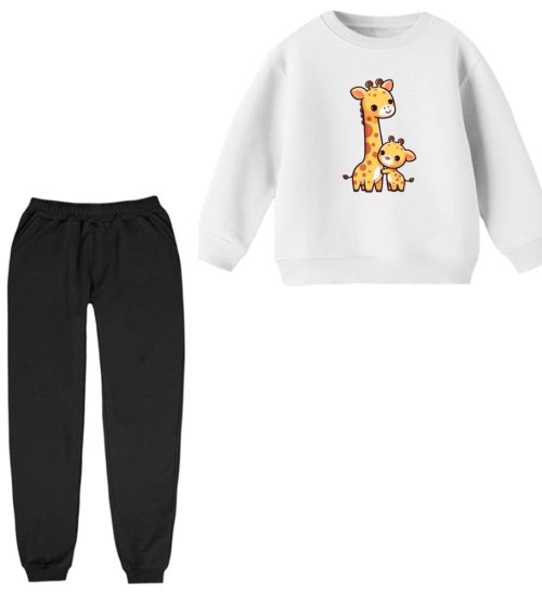 ست سویشرت آستین بلند و شلوار راحتی بچگانه مدل زرافه