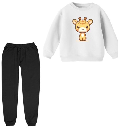 ست سویشرت آستین بلند و شلوار راحتی بچگانه مدل زرافه کیوت