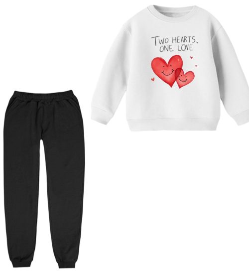 ست سویشرت آستین بلند و شلوار راحتی بچگانه مدل دوقلب