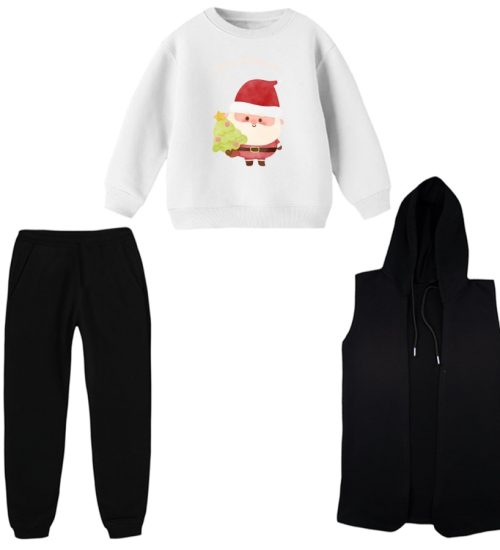 ست 3 تکه لباس راحتی بچگانه مدل بابانوئل کد 3