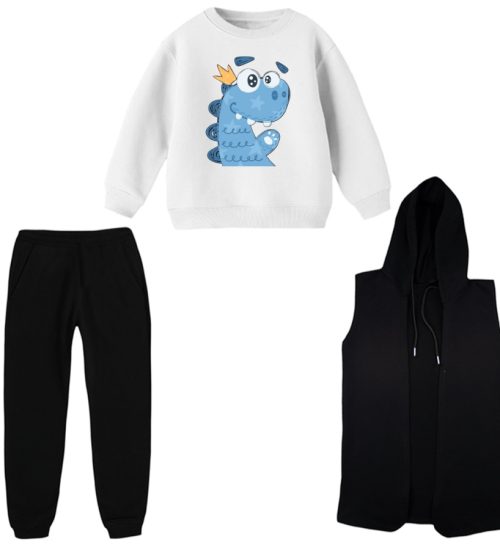 ست 3 تکه لباس راحتی بچگانه مدل دایناسور کد 3