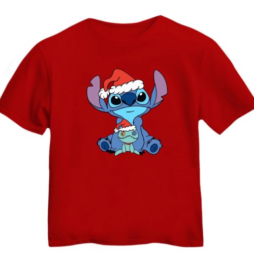 تی شرت آستین کوتاه بچگانه مدل استیچ کریسمس کد 4 رنگ قرمز