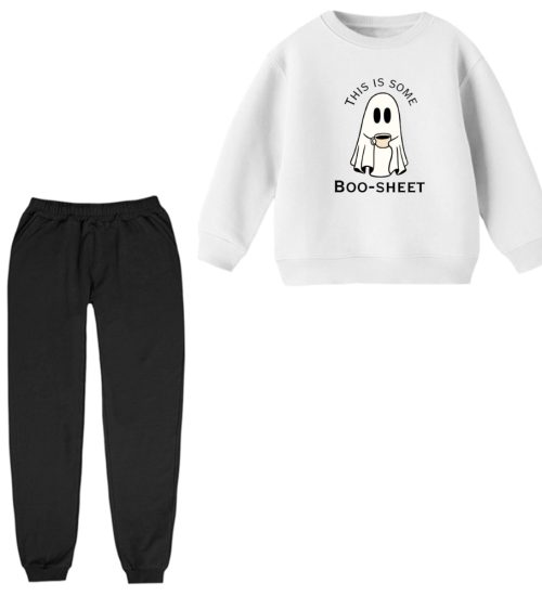 ست سویشرت آستین بلند و شلوار راحتی بچگانه مدل روح قهوه خور