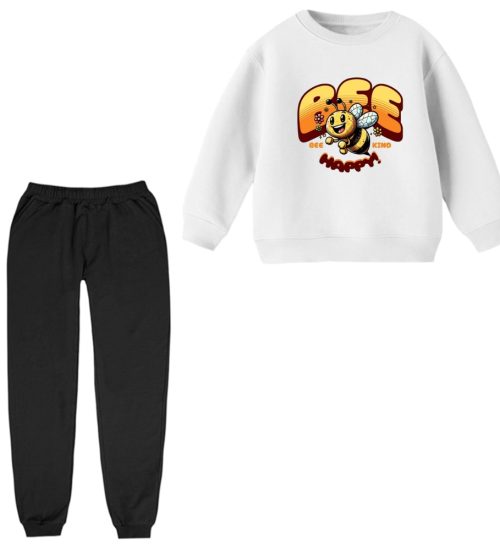 ست سویشرت آستین بلند و شلوار راحتی بچگانه مدل زنبور